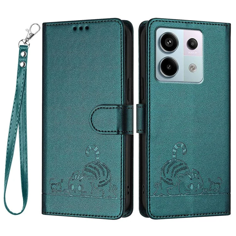 YB Imprinting Series-9 for Xiaomi Redmi Note 13 Pro 5G / Poco X6 5G Leather Phone Case with Hand Strap