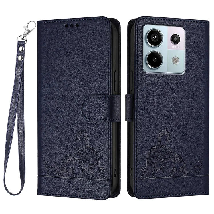 YB Imprinting Series-9 for Xiaomi Redmi Note 13 Pro 5G / Poco X6 5G Leather Phone Case with Hand Strap