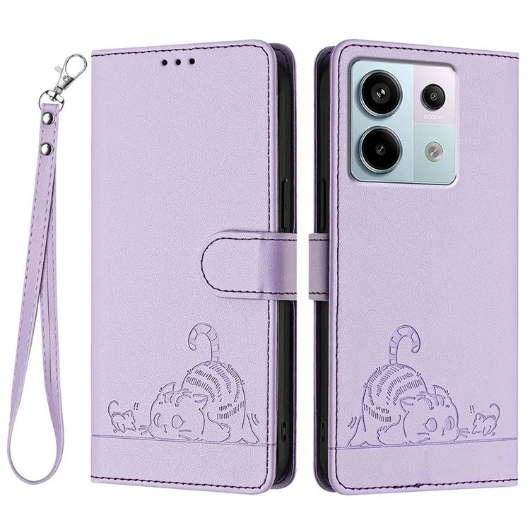 YB Imprinting Series-9 for Xiaomi Redmi Note 13 Pro 5G / Poco X6 5G Leather Phone Case with Hand Strap