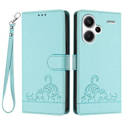 YB Imprinting Series-9 for Xiaomi Redmi Note 13 Pro+ 5G Case Cute Cat Mouse Leather Phone Cover