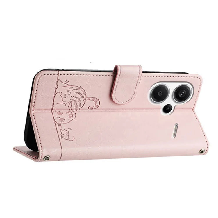 YB Imprinting Series-9 for Xiaomi Redmi Note 13 Pro+ 5G Case Cute Cat Mouse Leather Phone Cover