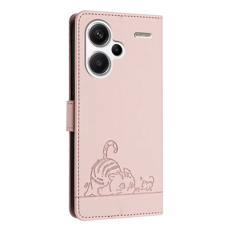 YB Imprinting Series-9 for Xiaomi Redmi Note 13 Pro+ 5G Case Cute Cat Mouse Leather Phone Cover