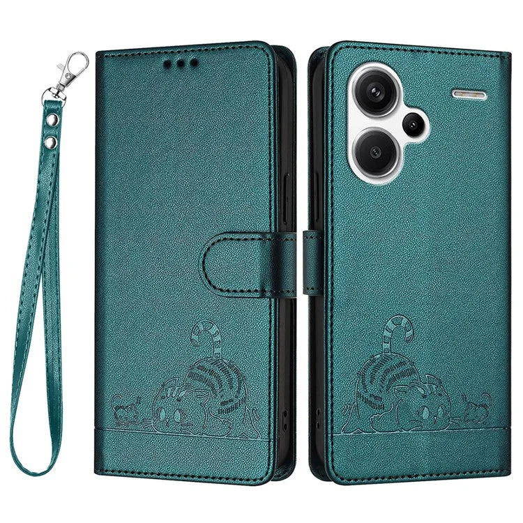 YB Imprinting Series-9 for Xiaomi Redmi Note 13 Pro+ 5G Case Cute Cat Mouse Leather Phone Cover