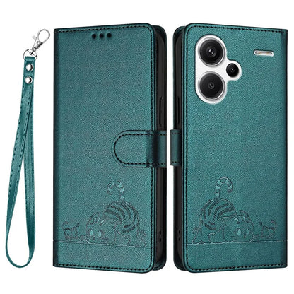 YB Imprinting Series-9 for Xiaomi Redmi Note 13 Pro+ 5G Case Cute Cat Mouse Leather Phone Cover