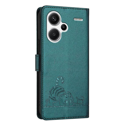 YB Imprinting Series-9 for Xiaomi Redmi Note 13 Pro+ 5G Case Cute Cat Mouse Leather Phone Cover