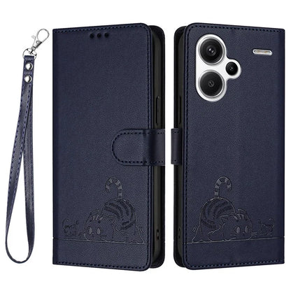 YB Imprinting Series-9 for Xiaomi Redmi Note 13 Pro+ 5G Case Cute Cat Mouse Leather Phone Cover