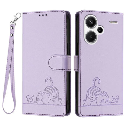 YB Imprinting Series-9 for Xiaomi Redmi Note 13 Pro+ 5G Case Cute Cat Mouse Leather Phone Cover