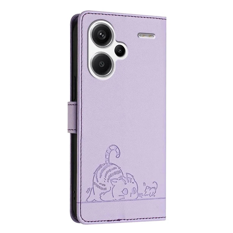 YB Imprinting Series-9 for Xiaomi Redmi Note 13 Pro+ 5G Case Cute Cat Mouse Leather Phone Cover