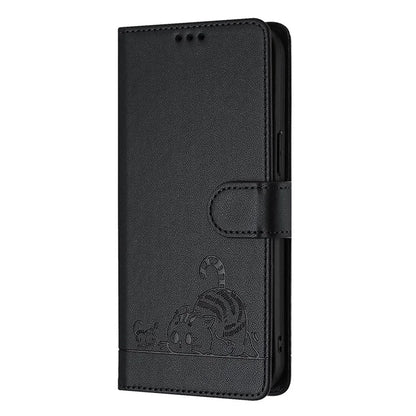 YB Imprinting Series-9 for Sony Xperia 1 V Case Stand View Leather Phone Cover Cat Mouse Pattern