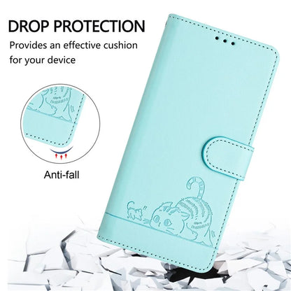 YB Imprinting Series-9 for Sony Xperia 1 V Case Stand View Leather Phone Cover Cat Mouse Pattern
