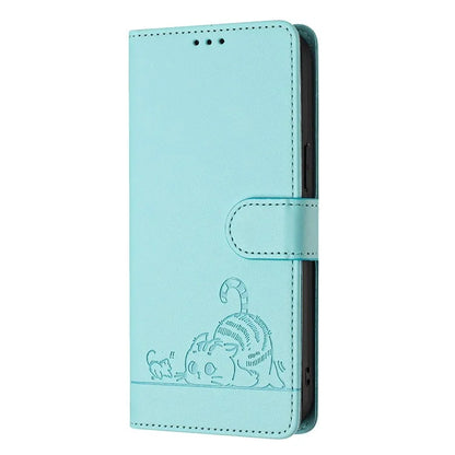 YB Imprinting Series-9 for Sony Xperia 1 V Case Stand View Leather Phone Cover Cat Mouse Pattern