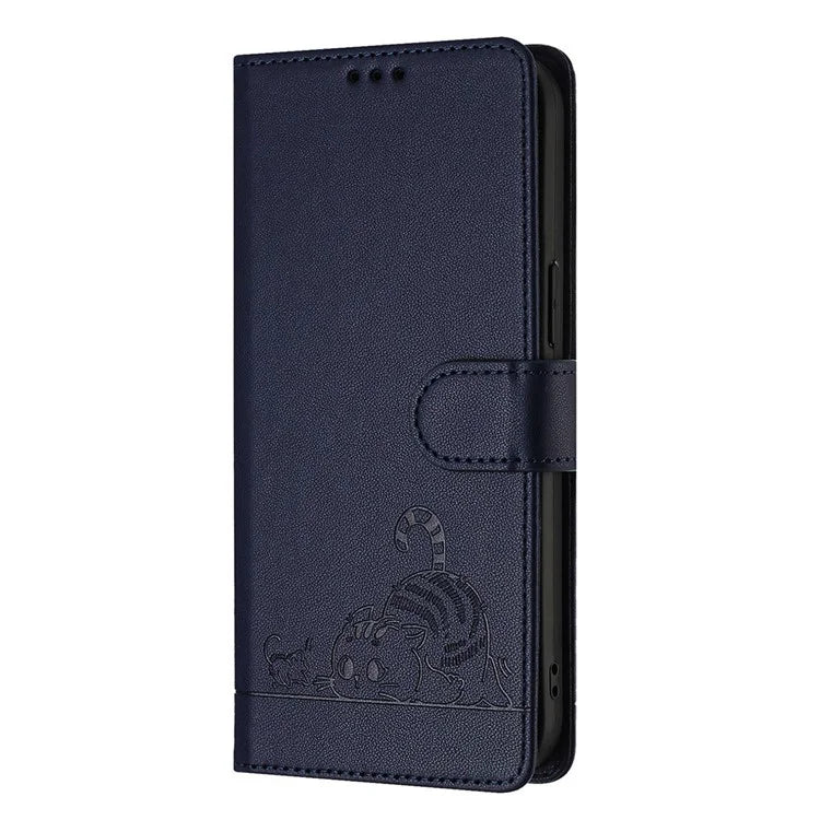YB Imprinting Series-9 for Sony Xperia 1 V Case Stand View Leather Phone Cover Cat Mouse Pattern