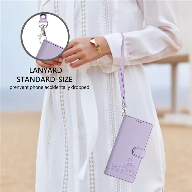 YB Imprinting Series-9 for Sony Xperia 1 V Case Stand View Leather Phone Cover Cat Mouse Pattern