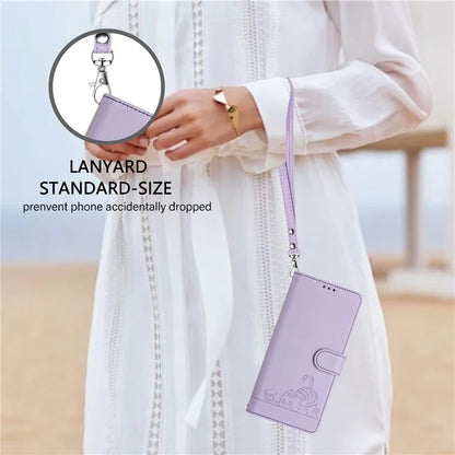 YB Imprinting Series-9 for Sony Xperia 1 V Case Stand View Leather Phone Cover Cat Mouse Pattern