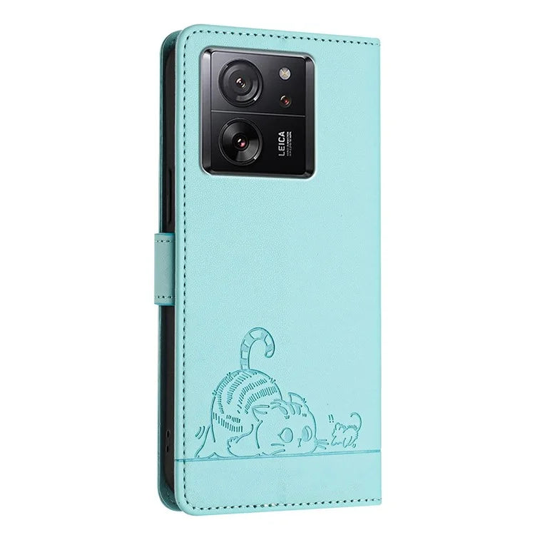 YB Imprinting Series-9 for Xiaomi 13T / 13T Pro / Redmi K60 Ultra Case RFID Blocking Leather Wallet Phone Cover