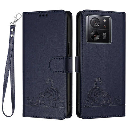 YB Imprinting Series-9 for Xiaomi 13T / 13T Pro / Redmi K60 Ultra Case RFID Blocking Leather Wallet Phone Cover