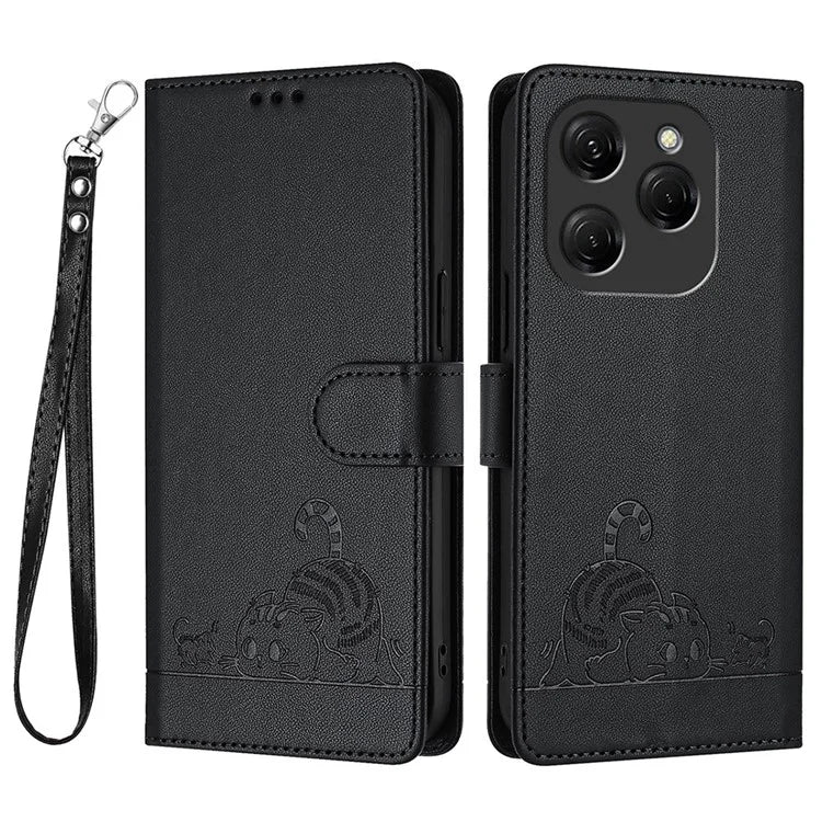YB Imprinting Series-9 for TECNO Spark 20 Pro Case RFID Blocking Imprinted Leather Phone Cover