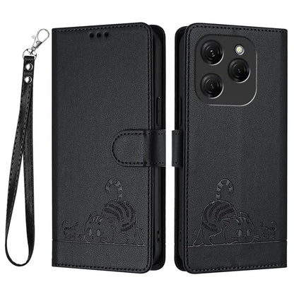 YB Imprinting Series-9 for TECNO Spark 20 Pro Case RFID Blocking Imprinted Leather Phone Cover