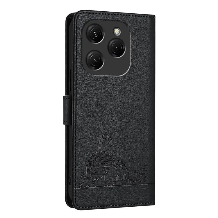 YB Imprinting Series-9 for TECNO Spark 20 Pro Case RFID Blocking Imprinted Leather Phone Cover