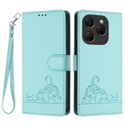 YB Imprinting Series-9 for TECNO Spark 20 Pro Case RFID Blocking Imprinted Leather Phone Cover