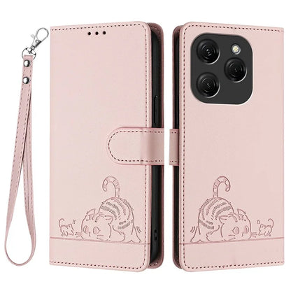 YB Imprinting Series-9 for TECNO Spark 20 Pro Case RFID Blocking Imprinted Leather Phone Cover