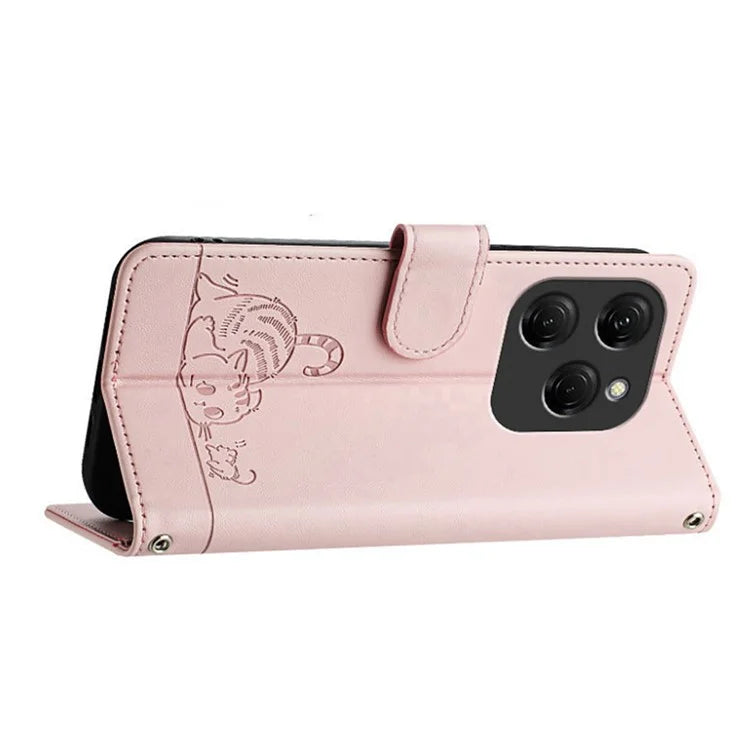 YB Imprinting Series-9 for TECNO Spark 20 Pro Case RFID Blocking Imprinted Leather Phone Cover