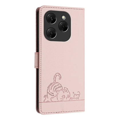 YB Imprinting Series-9 for TECNO Spark 20 Pro Case RFID Blocking Imprinted Leather Phone Cover