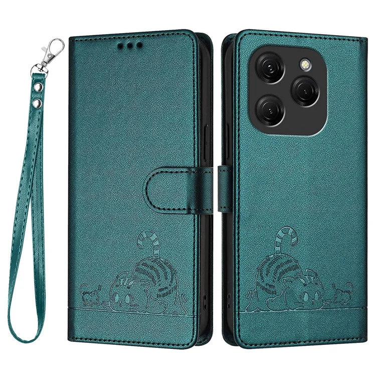 YB Imprinting Series-9 for TECNO Spark 20 Pro Case RFID Blocking Imprinted Leather Phone Cover