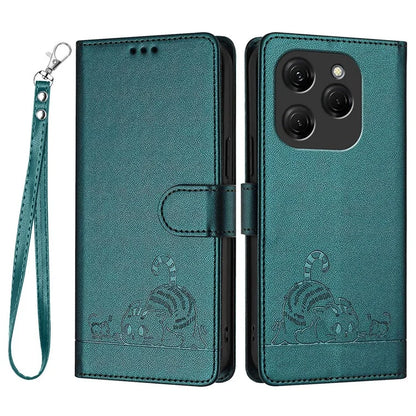 YB Imprinting Series-9 for TECNO Spark 20 Pro Case RFID Blocking Imprinted Leather Phone Cover