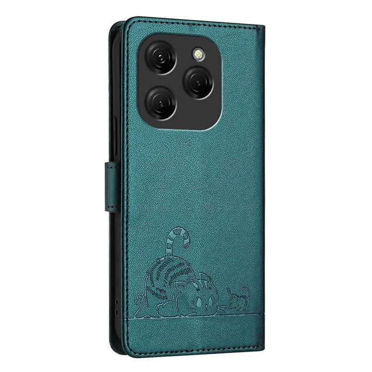 YB Imprinting Series-9 for TECNO Spark 20 Pro Case RFID Blocking Imprinted Leather Phone Cover