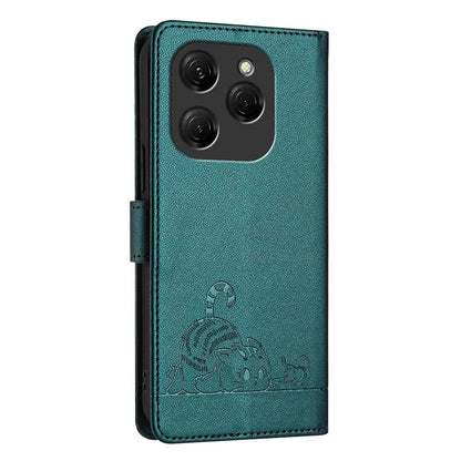 YB Imprinting Series-9 for TECNO Spark 20 Pro Case RFID Blocking Imprinted Leather Phone Cover