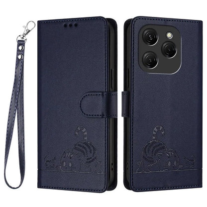 YB Imprinting Series-9 for TECNO Spark 20 Pro Case RFID Blocking Imprinted Leather Phone Cover