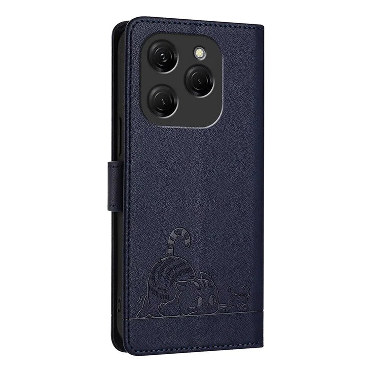 YB Imprinting Series-9 for TECNO Spark 20 Pro Case RFID Blocking Imprinted Leather Phone Cover