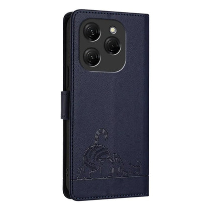 YB Imprinting Series-9 for TECNO Spark 20 Pro Case RFID Blocking Imprinted Leather Phone Cover