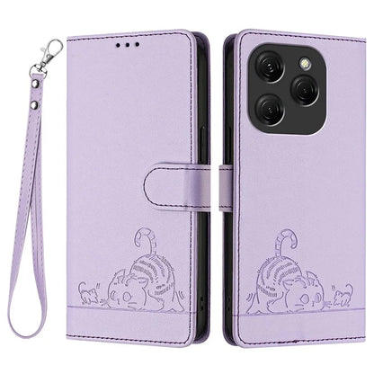 YB Imprinting Series-9 for TECNO Spark 20 Pro Case RFID Blocking Imprinted Leather Phone Cover