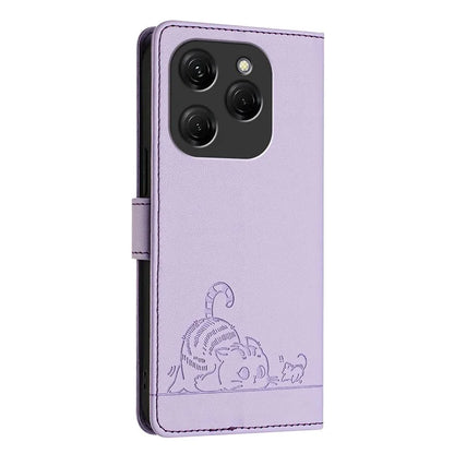 YB Imprinting Series-9 for TECNO Spark 20 Pro Case RFID Blocking Imprinted Leather Phone Cover
