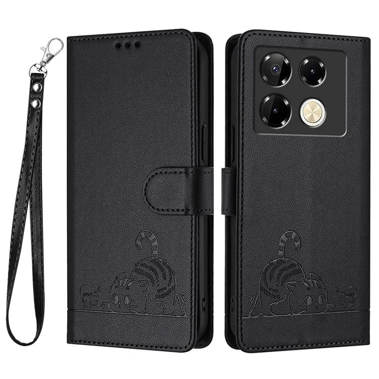 YB Imprinting Series-9 for Infinix Note 40 Pro 4G Case PU Leather RFID Blocking Flip Phone Cover