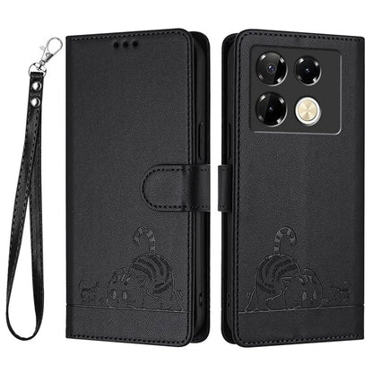 YB Imprinting Series-9 for Infinix Note 40 Pro 4G Case PU Leather RFID Blocking Flip Phone Cover