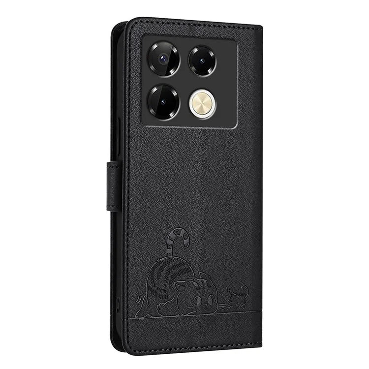 YB Imprinting Series-9 for Infinix Note 40 Pro 4G Case PU Leather RFID Blocking Flip Phone Cover