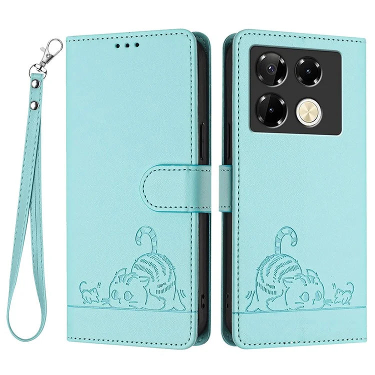 YB Imprinting Series-9 for Infinix Note 40 Pro 4G Case PU Leather RFID Blocking Flip Phone Cover