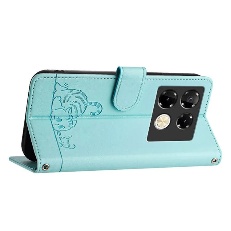 YB Imprinting Series-9 for Infinix Note 40 Pro 4G Case PU Leather RFID Blocking Flip Phone Cover