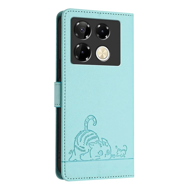 YB Imprinting Series-9 for Infinix Note 40 Pro 4G Case PU Leather RFID Blocking Flip Phone Cover