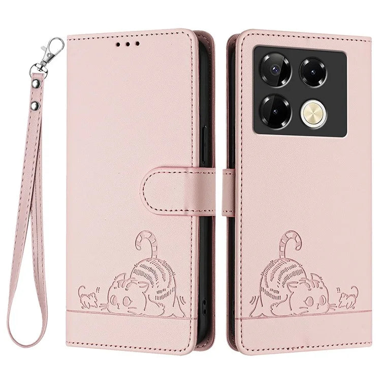 YB Imprinting Series-9 for Infinix Note 40 Pro 4G Case PU Leather RFID Blocking Flip Phone Cover