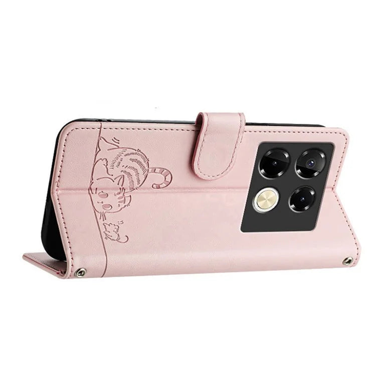 YB Imprinting Series-9 for Infinix Note 40 Pro 4G Case PU Leather RFID Blocking Flip Phone Cover