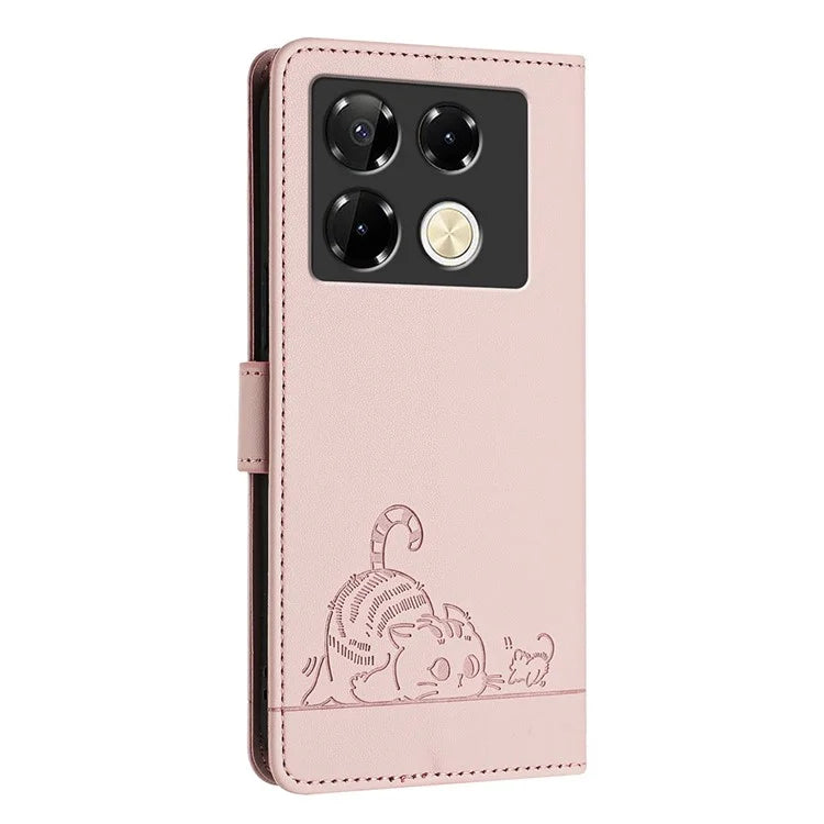 YB Imprinting Series-9 for Infinix Note 40 Pro 4G Case PU Leather RFID Blocking Flip Phone Cover
