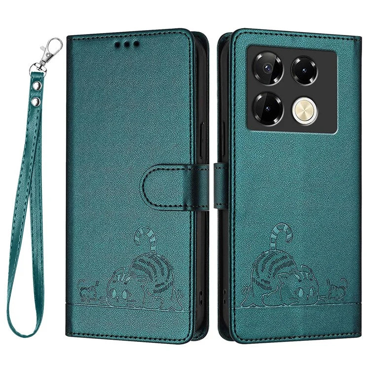 YB Imprinting Series-9 for Infinix Note 40 Pro 4G Case PU Leather RFID Blocking Flip Phone Cover