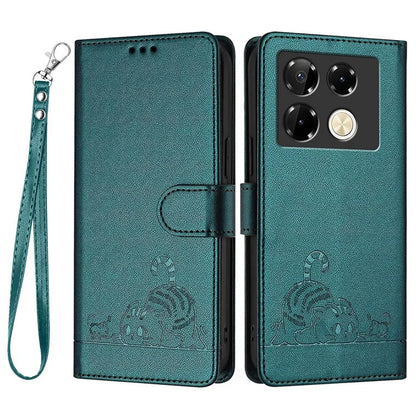 YB Imprinting Series-9 for Infinix Note 40 Pro 4G Case PU Leather RFID Blocking Flip Phone Cover