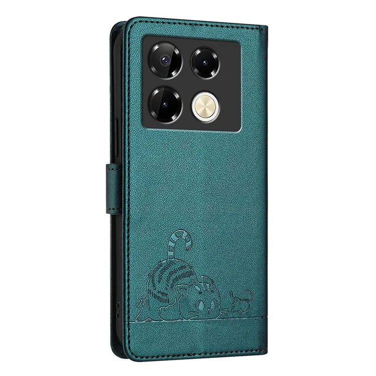 YB Imprinting Series-9 for Infinix Note 40 Pro 4G Case PU Leather RFID Blocking Flip Phone Cover