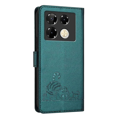 YB Imprinting Series-9 for Infinix Note 40 Pro 4G Case PU Leather RFID Blocking Flip Phone Cover
