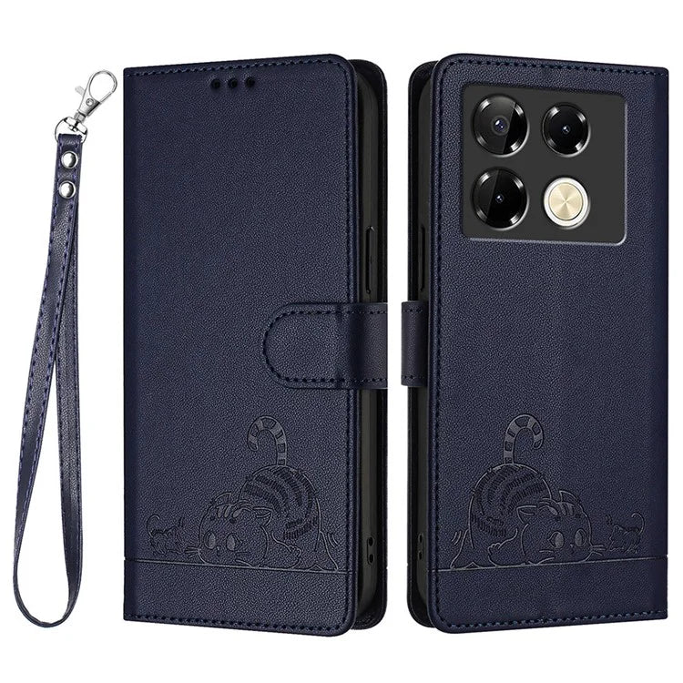 YB Imprinting Series-9 for Infinix Note 40 Pro 4G Case PU Leather RFID Blocking Flip Phone Cover